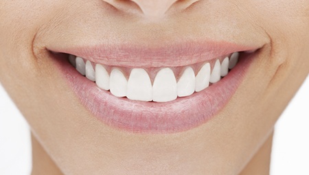 Closeup of smile with healthy teeth and gums