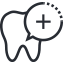 Animated tooth with plus sign icon