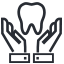 Animated hands holding up tooth icon